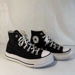 Women CONVERSE Chuck Taylor All Star CTAS LIFT HI BLACK WHITE 560845F Size 7.5